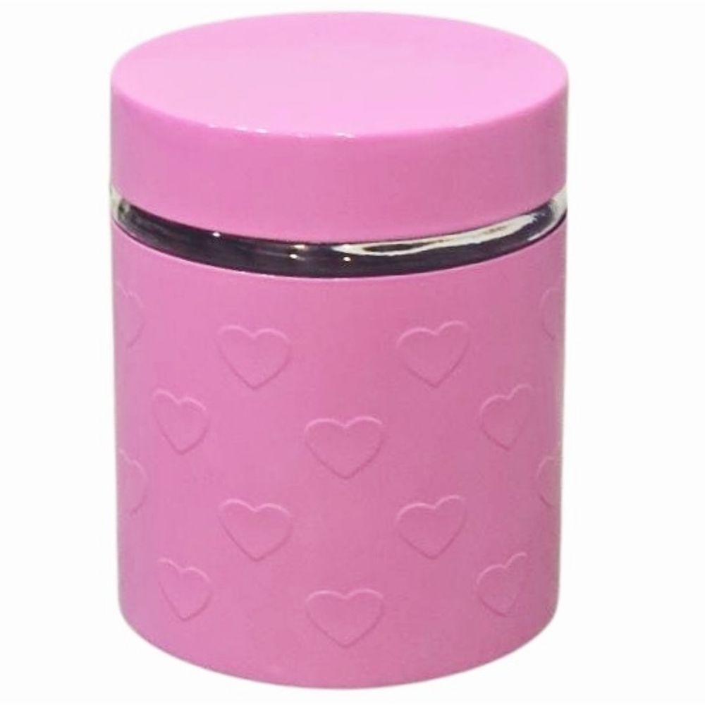 At Home Pink Heart Embossed Decorative Storage Glass Container